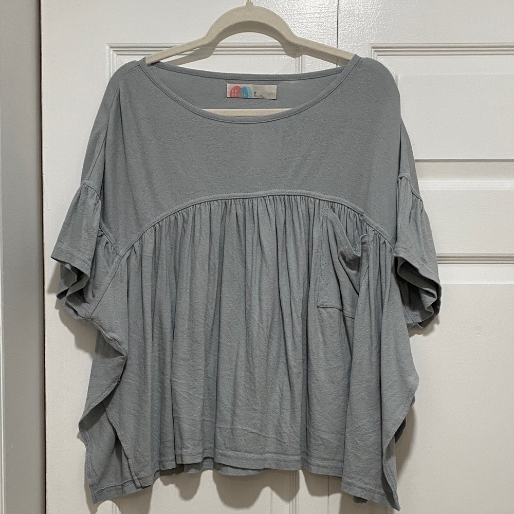 Dusty blue free people Ruffle Top and Shorts Set - Picture 2 of 6